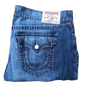 RARE True Religion Jeans Size 46 STRAIGHT FLAP EARTHWORM RED Blue